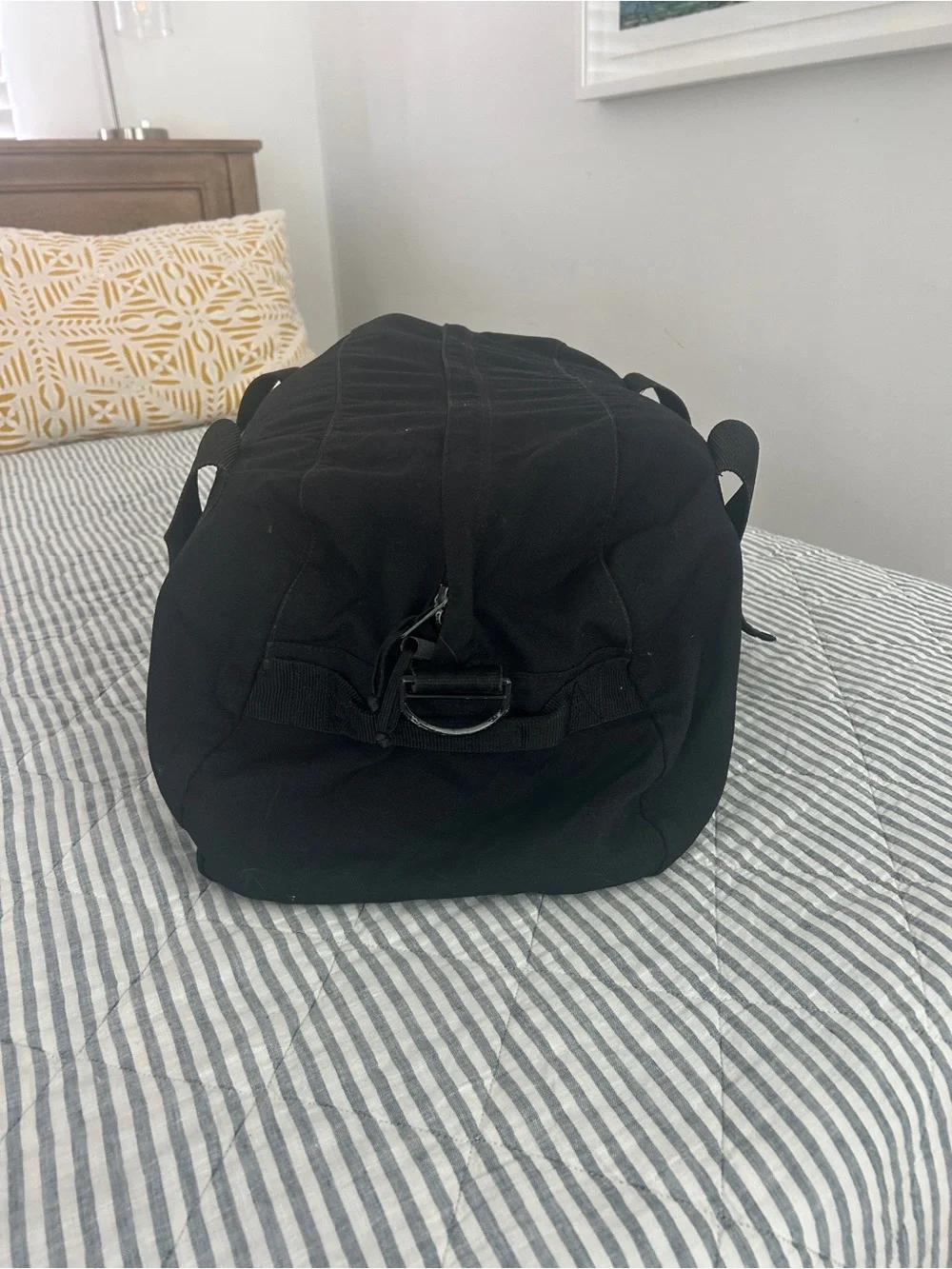 Vintage Eddie Bauer Black Cotton Canvas Duffel Bag XL Weekend Carryon Luggage